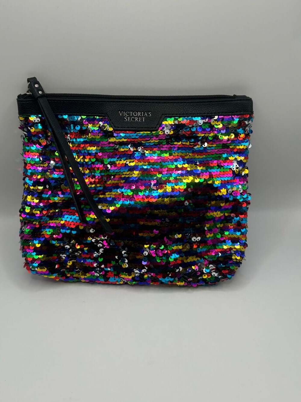 Victoria's Secret Rainbow Reversible Sequin Pouch Makeup Bag